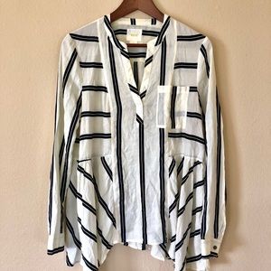 Anthropologie - Maeve Top - Ivory w. Black Stripes